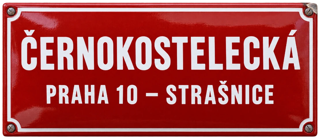 Cedule Černokostelecká, Praha 10 – Strašnice